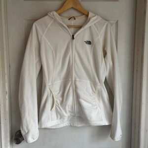 The North Face Womens Fleece Hoodie‎ Full Zip White Casual Athletic Size Medium